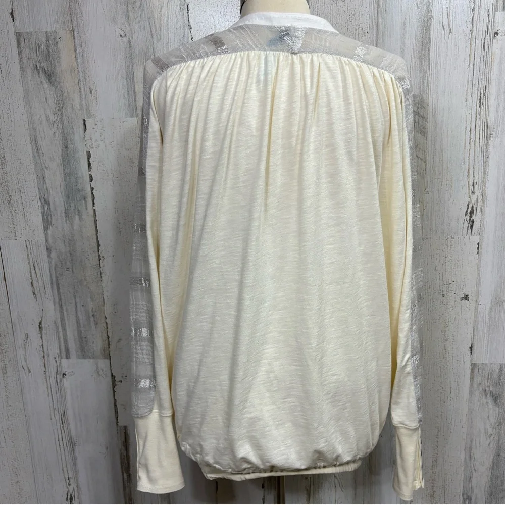 Free People Shadow Striped‎ Beaded Crochet Neck Boho Top